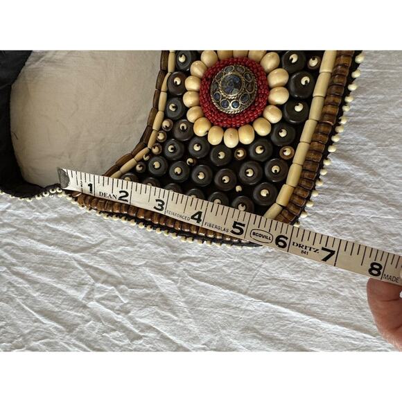 NWT Jackson Hole Clothiers Tibetan Wooden Beaded Handbag Purse Small - Picture 9 of 9